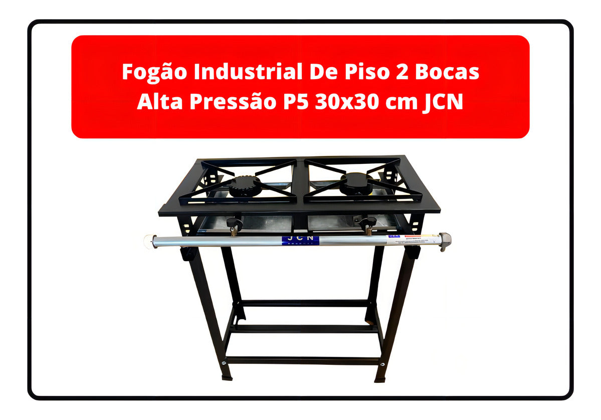 Fogão Industrial De Piso 2 Bocas Alta Pressão P5 30x30cm Jcn Cor Preto Tipo de conexão Gás engarrafado Gás