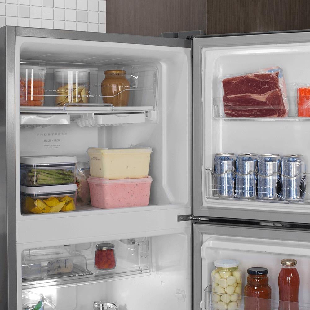 Geladeira Electrolux Frost Free 371L Turbo Congelamento Duplex Cor Inox DFX41 127v