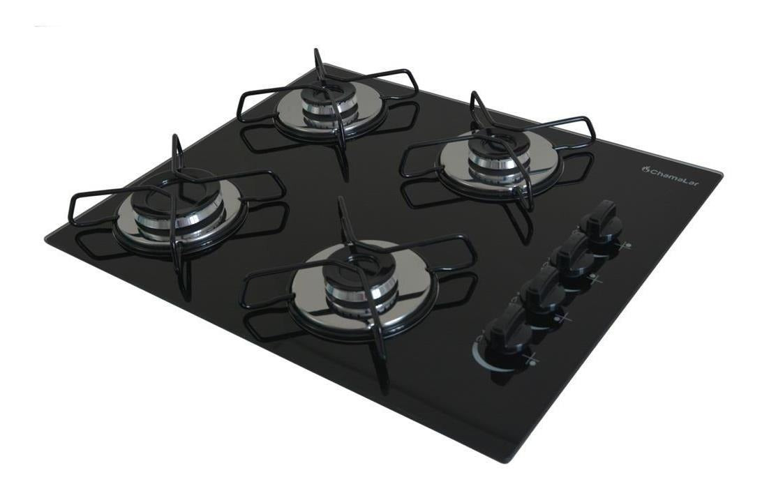 Fogão Cooktop Gás 4 Bocas Ultra Chama 127v/220v Preto