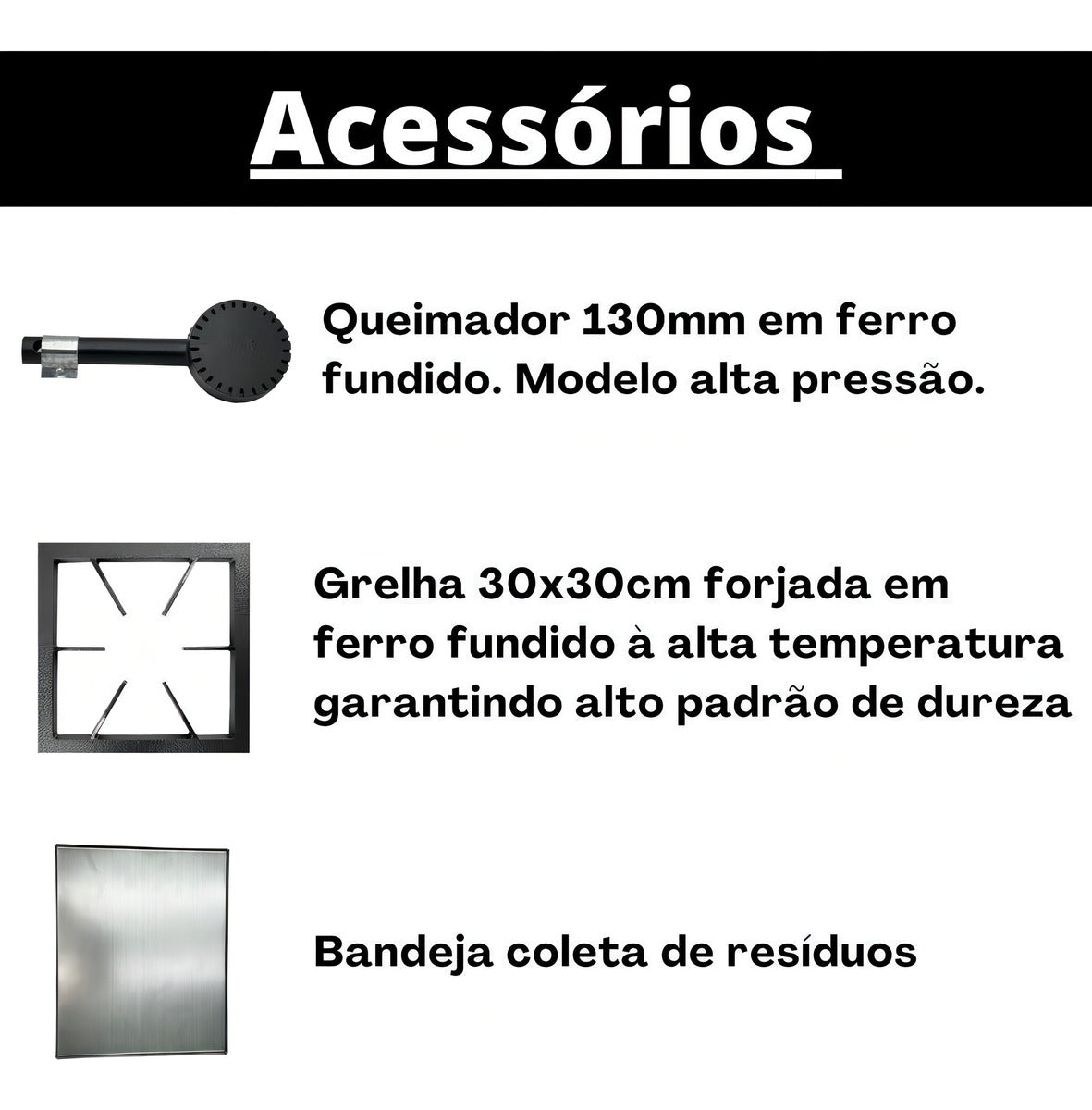 Fogão Industrial De Piso 2 Bocas Alta Pressão P5 30x30cm Jcn Cor Preto Tipo de conexão Gás engarrafado Gás