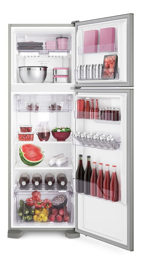 Geladeira Electrolux Frost Free 371L Turbo Congelamento Duplex Cor Inox DFX41 127v