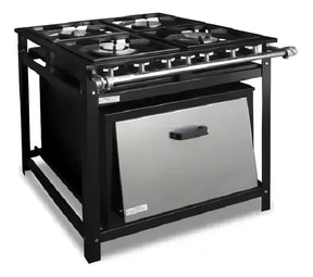 Fogão Industrial De Piso 4 Bocas C/ Forno 30x30 Cristal Aço Cor Preto Tipo de conexão Multigás BAIXA PRESSÃO