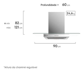 Coifa De Ilha Electrolux 90cm Vidro Com Luz De Led Efficient 220V