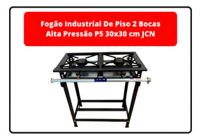 Fogão Industrial De Piso 2 Bocas Alta Pressão P5 30x30cm Jcn Cor Preto Tipo de conexão Gás engarrafado Gás