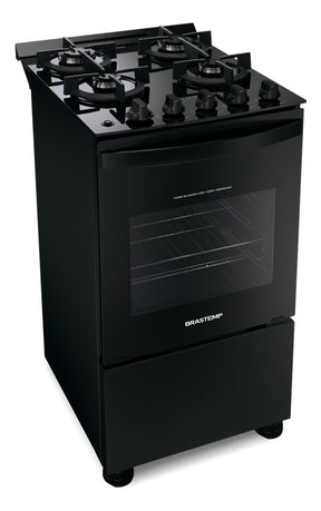 Fogão 4 Bocas Vidro Grade Dupla Bfo4vae Preto Brastemp 110V/220V
