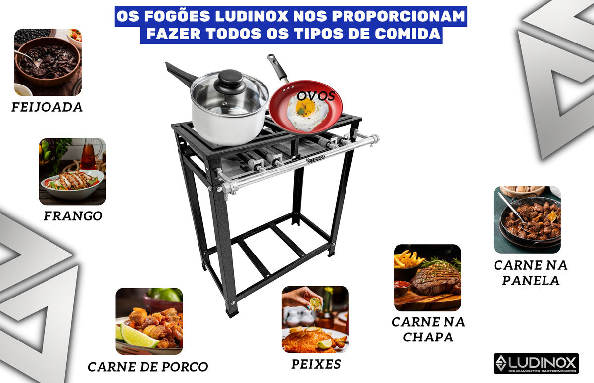 Fogão 1 Boca Dupla Industrial Baixa Pressão 30x30 Reforçado