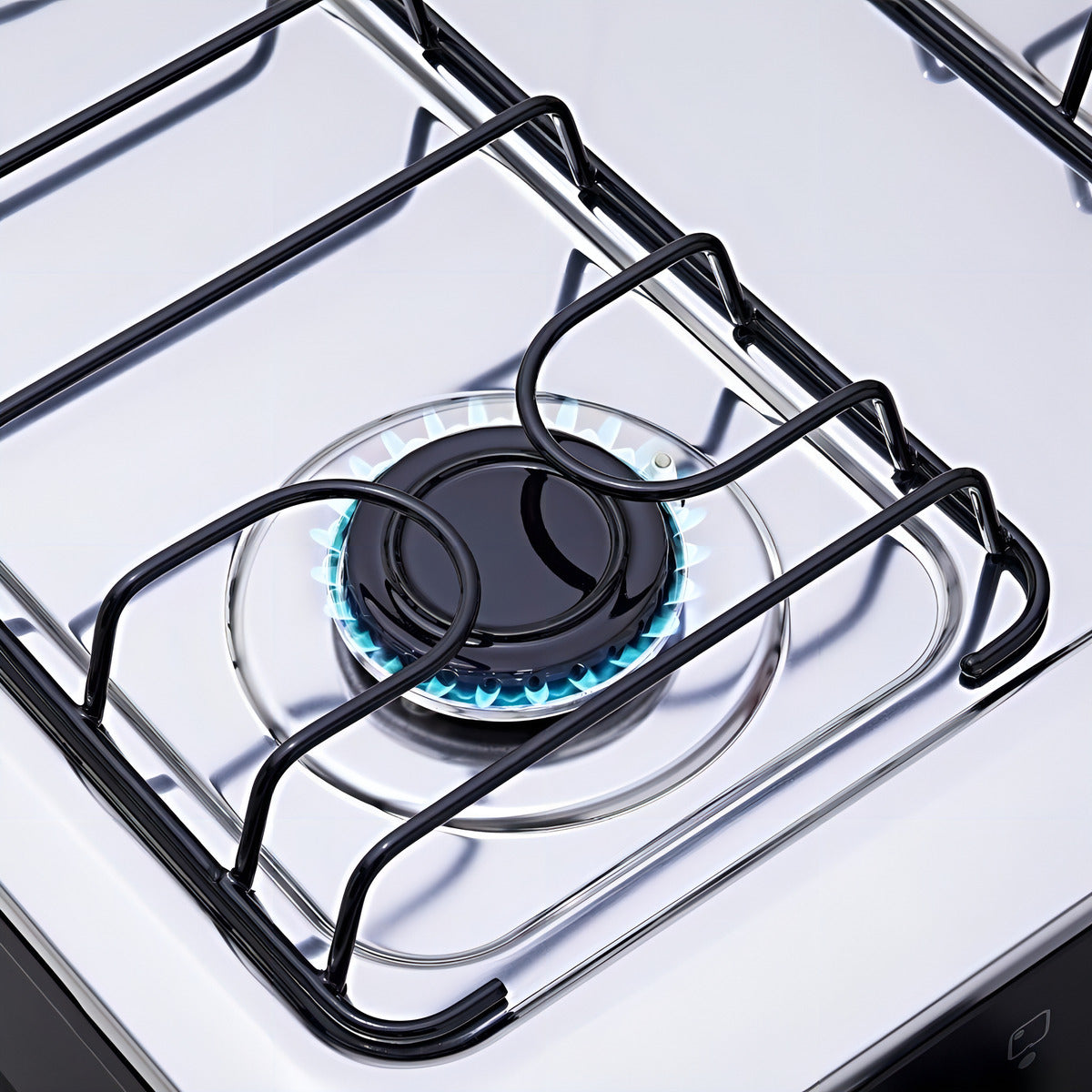 Fogão 4 Bocas Preto com Mesa Inox Atlas Mônaco Plus Bivolt 127V/220V 50Litros