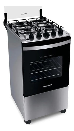 Fogão 4 Bocas Acendimento Elétrico Bfo4nbr Inox Brastemp 110V/220V