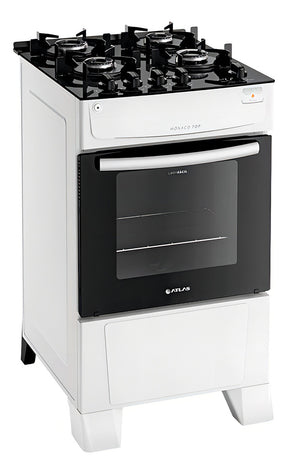 Fogão 4 Bocas Atlas Mônaco Top Glass Acendimento Automático Cor Branco Bivolt