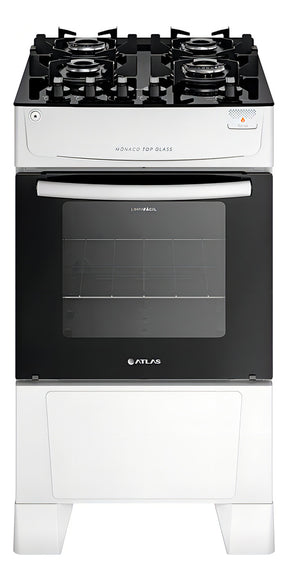 Fogão 4 Bocas Atlas Mônaco Top Glass Acendimento Automático Cor Branco Bivolt