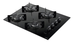 Cooktop 4 Bocas Atlas Preto Com Mesa De Vidro U Top Bivolt 110V/220V