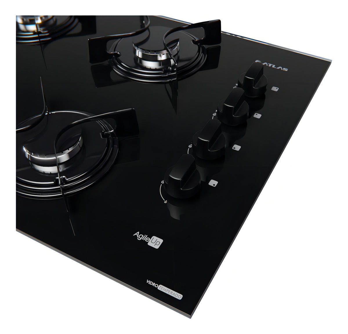 Cooktop 4 Bocas Preto Com Mesa Vidro Atlas Agile Up Bivolt