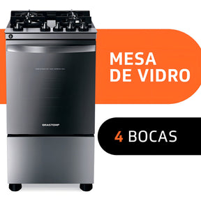 Fogão Brastemp BFO4VBR com porta com visor 127V - inox