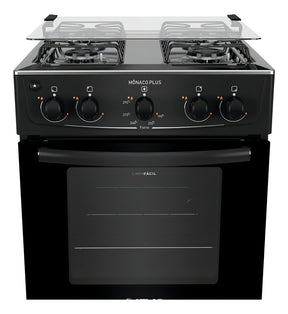 Fogão 4 Bocas Preto com Mesa Inox Atlas Mônaco Plus Bivolt 127V/220V 50Litros