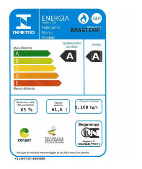 Fogão 4 Bocas Acendimento Elétrico Bfo4nbr Inox Brastemp 110V/220V