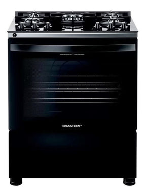 Fogão Brastemp 5 Bocas Preto Com Mesa De Vidro E Turbo Chama Tipo de conexão Gás engarrafado 110V/220V