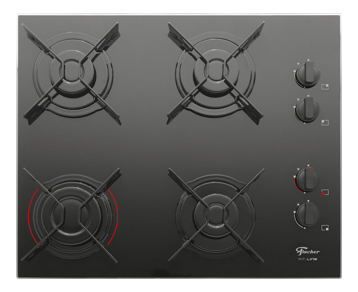 Fogão Cooktop Fischer 4Q Fit Line Gás Mesa Vidro 26342-57175 preto 127V/220V