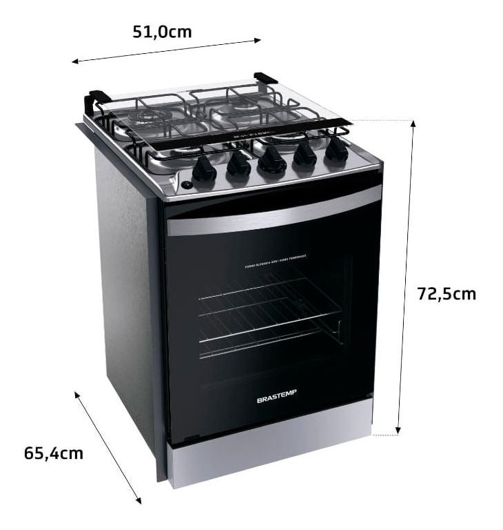 Fogão De Embutir Brastemp 4 Bocas, Chama Dupla Byo4ebr Cor Inox Bivolt