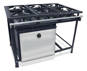 Fogão Industrial 6 Bocas Alta Pressão P5 Com Forno 60 Litros Cor Preto Botijão - ALTA PRESSÃO