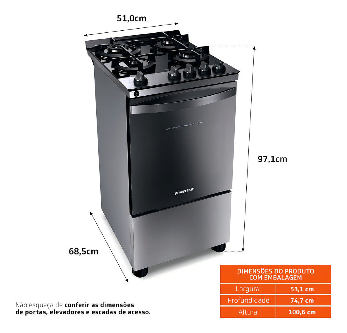Fogão Brastemp BFO4VBR com porta com visor 127V - inox