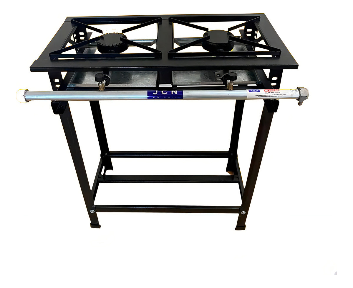 Fogão Industrial De Piso 2 Bocas Alta Pressão P5 30x30cm Jcn Cor Preto Tipo de conexão Gás engarrafado Gás