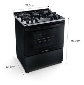 Fogão Brastemp 5 Bocas Preto Com Mesa De Vidro E Turbo Chama Tipo de conexão Gás engarrafado 110V/220V