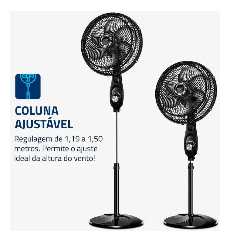 Ventilador De Coluna 30cm 6 Pás Turbo Vt-30c-nb Mondial 220v