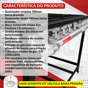 Fogão Industrial De Piso 6 Bocas Cozinha Gourmet FOG-PISO-6B-MISTO-BP Cor Cinza/grafite
