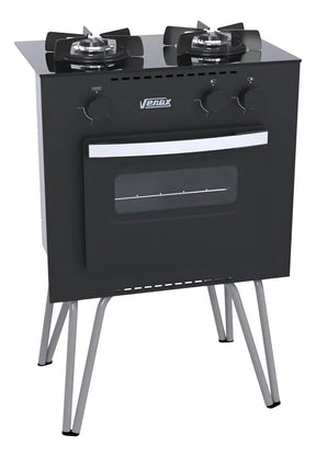 Fogao 2 Bocas Venax Mini Cook Preto Fosco Gas GLP