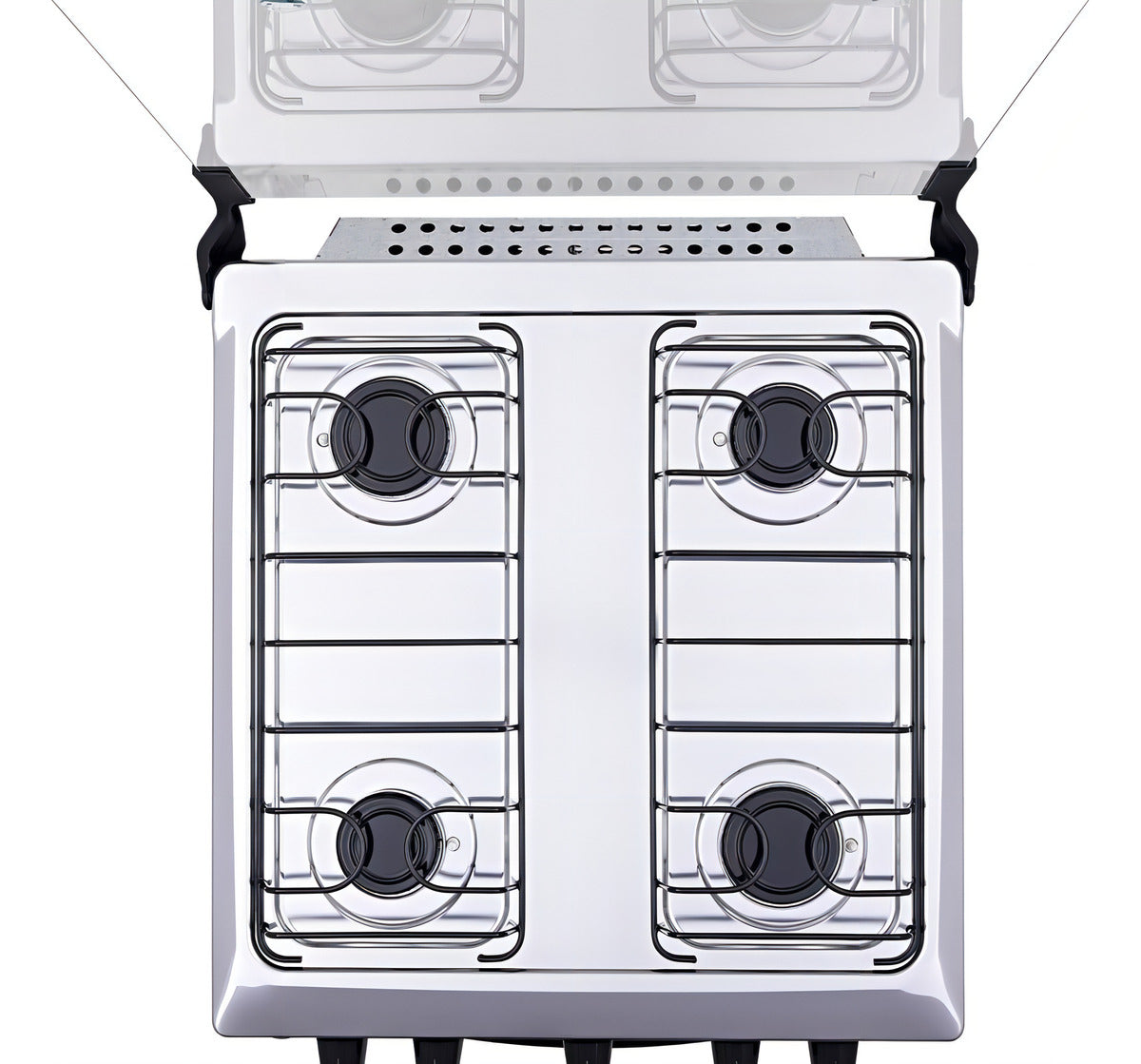 Fogão 4 Bocas Preto com Mesa Inox Atlas Mônaco Plus Bivolt 127V/220V 50Litros
