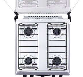 Fogão 4 Bocas Preto com Mesa Inox Atlas Mônaco Plus Bivolt 127V/220V 50Litros