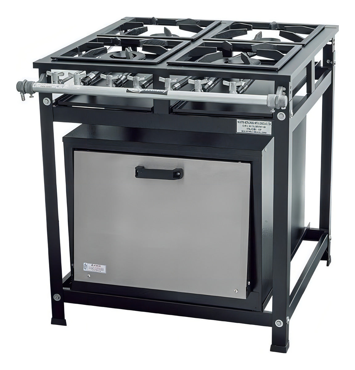 Fogão industrial Cristal Aço Economy 4 bocas com forno com porta cega - grafite