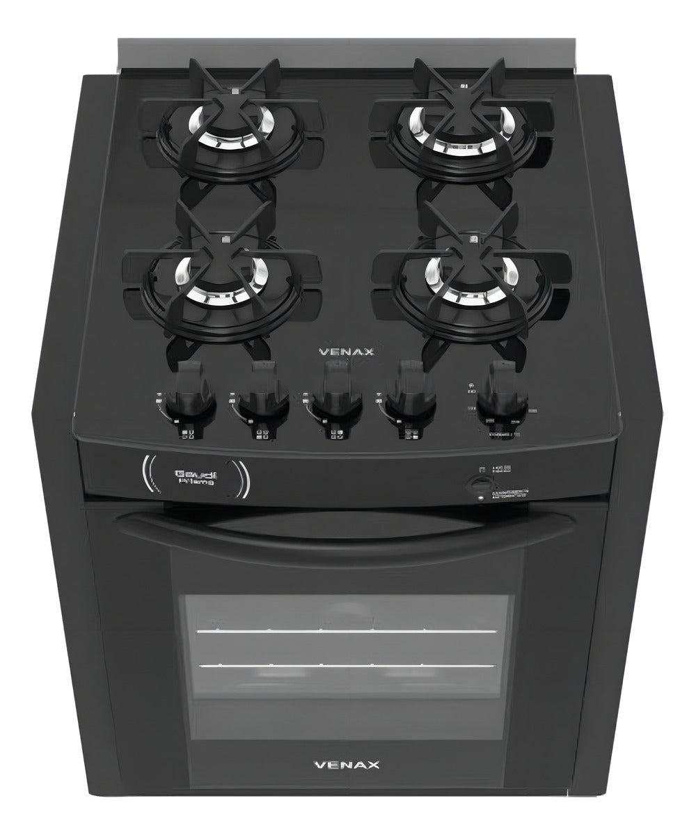 Fogão Venax Gaudí Prisma Vítreo com porta com visor 127V/220V - preto