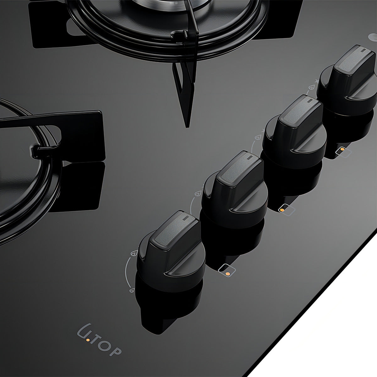 Cooktop 4 Bocas Atlas Preto Com Mesa De Vidro U Top Bivolt 110V/220V