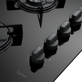 Cooktop 4 Bocas Atlas Preto Com Mesa De Vidro U Top Bivolt 110V/220V