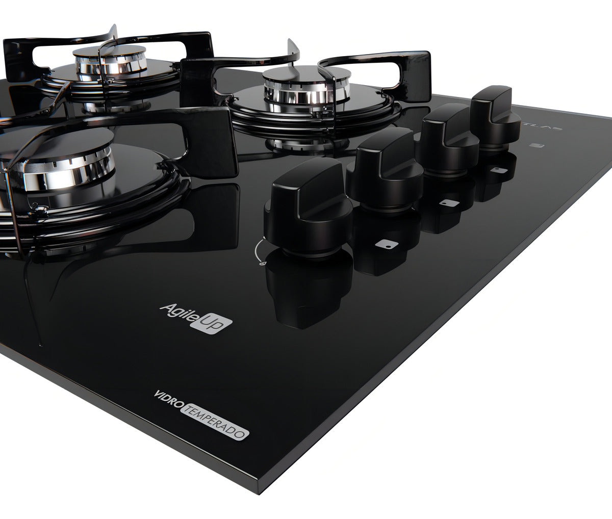 Cooktop 4 Bocas Preto Com Mesa Vidro Atlas Agile Up Bivolt