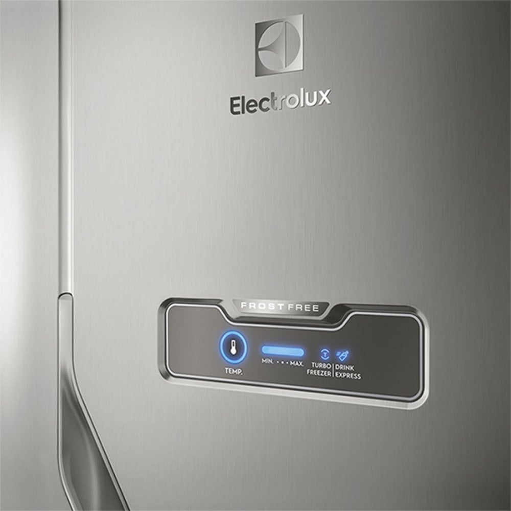 Geladeira Electrolux Frost Free 371L Turbo Congelamento Duplex Cor Inox DFX41 127v