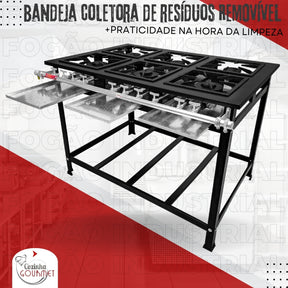Fogão Industrial De Piso 6 Bocas Cozinha Gourmet FOG-PISO-6B-MISTO-BP Cor Cinza/grafite
