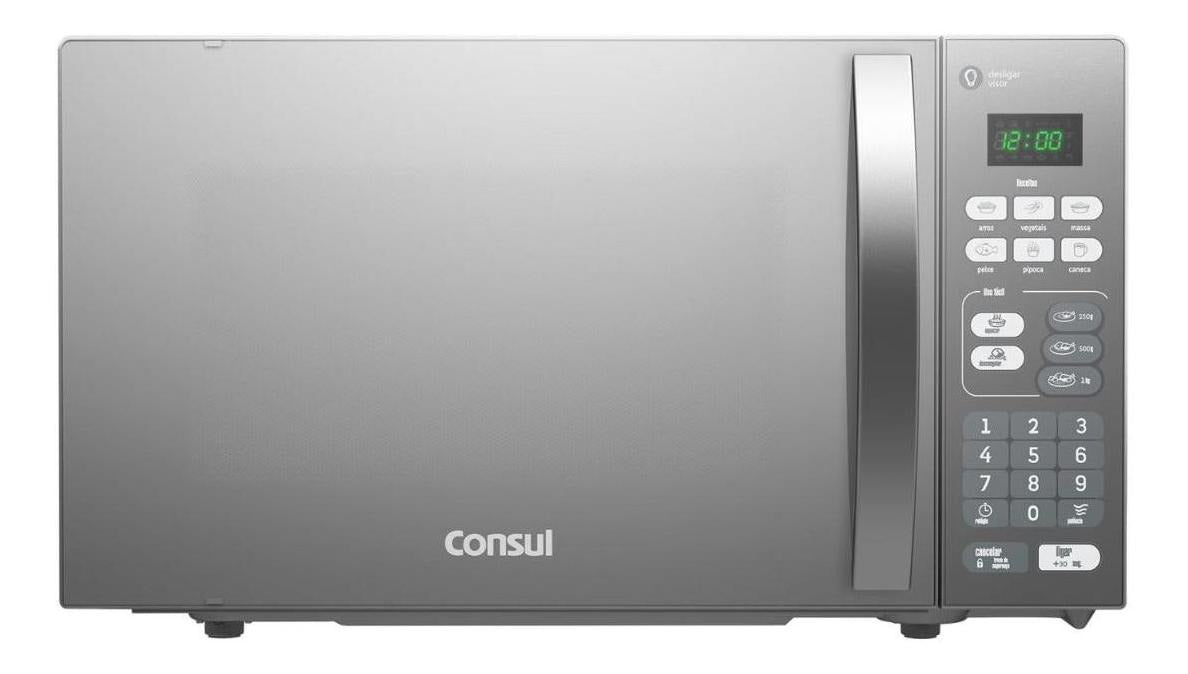 Micro-ondas Cm020bf 20 Litros Espelhado Com Função Descongelar Cor Cinza/inox Consul 220v