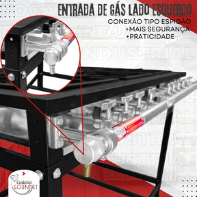 Fogão Industrial De Piso 6 Bocas Cozinha Gourmet FOG-PISO-6B-MISTO-BP Cor Cinza/grafite