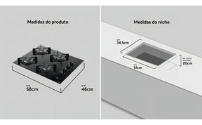 Cooktop 4 Bocas Preto Com Mesa Vidro Atlas Agile Up Bivolt