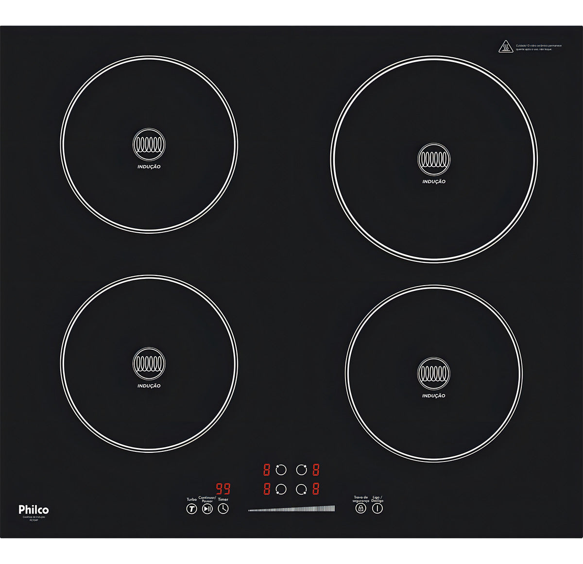 Fogão Cooktop De Indução Philco 4 Bocas Pct04p Preto 220v