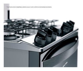 Fogão Brastemp 5 Bocas Duplo Forno Cor Inox Com Botões Remov Tipo de conexão Gás engarrafado 110V