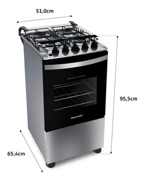 Fogão 4 Bocas Acendimento Elétrico Bfo4nbr Inox Brastemp 110V/220V