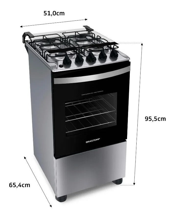 Fogão 4 Bocas Acendimento Elétrico Bfo4nbr Inox Brastemp 110V/220V
