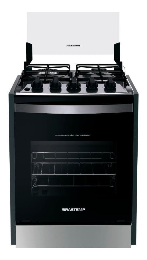 Fogão De Embutir Brastemp 4 Bocas, Chama Dupla Byo4ebr Cor Inox Bivolt