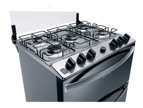 Fogão Brastemp 5 Bocas Duplo Forno Cor Inox Com Botões Remov Tipo de conexão Gás engarrafado 110V