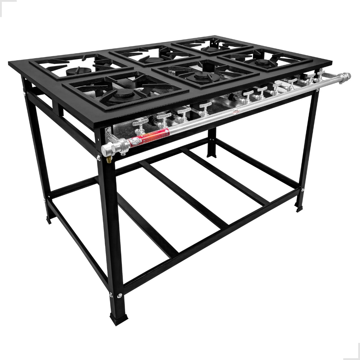 Fogão Industrial De Piso 6 Bocas Cozinha Gourmet FOG-PISO-6B-MISTO-BP Cor Cinza/grafite