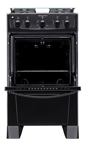 Fogão 4 Bocas Preto com Mesa Inox Atlas Mônaco Plus Bivolt 127V/220V 50Litros