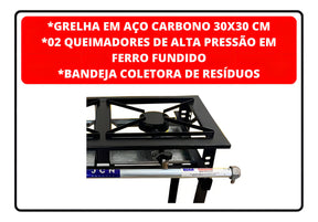 Fogão Industrial De Piso 2 Bocas Alta Pressão P5 30x30cm Jcn Cor Preto Tipo de conexão Gás engarrafado Gás